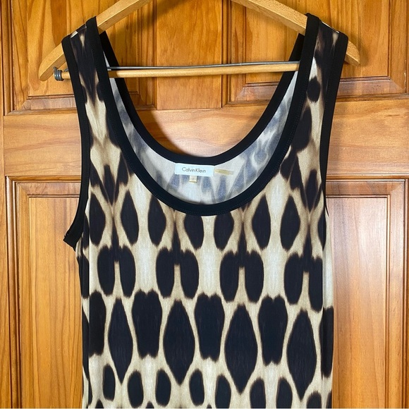 Stunning Calvin Klein Animal Print Sleeveless Scoop Neck Maxi Sundress - Picture 2 of 7